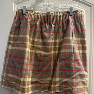J. Crew Tan and Red Plaid Skirt